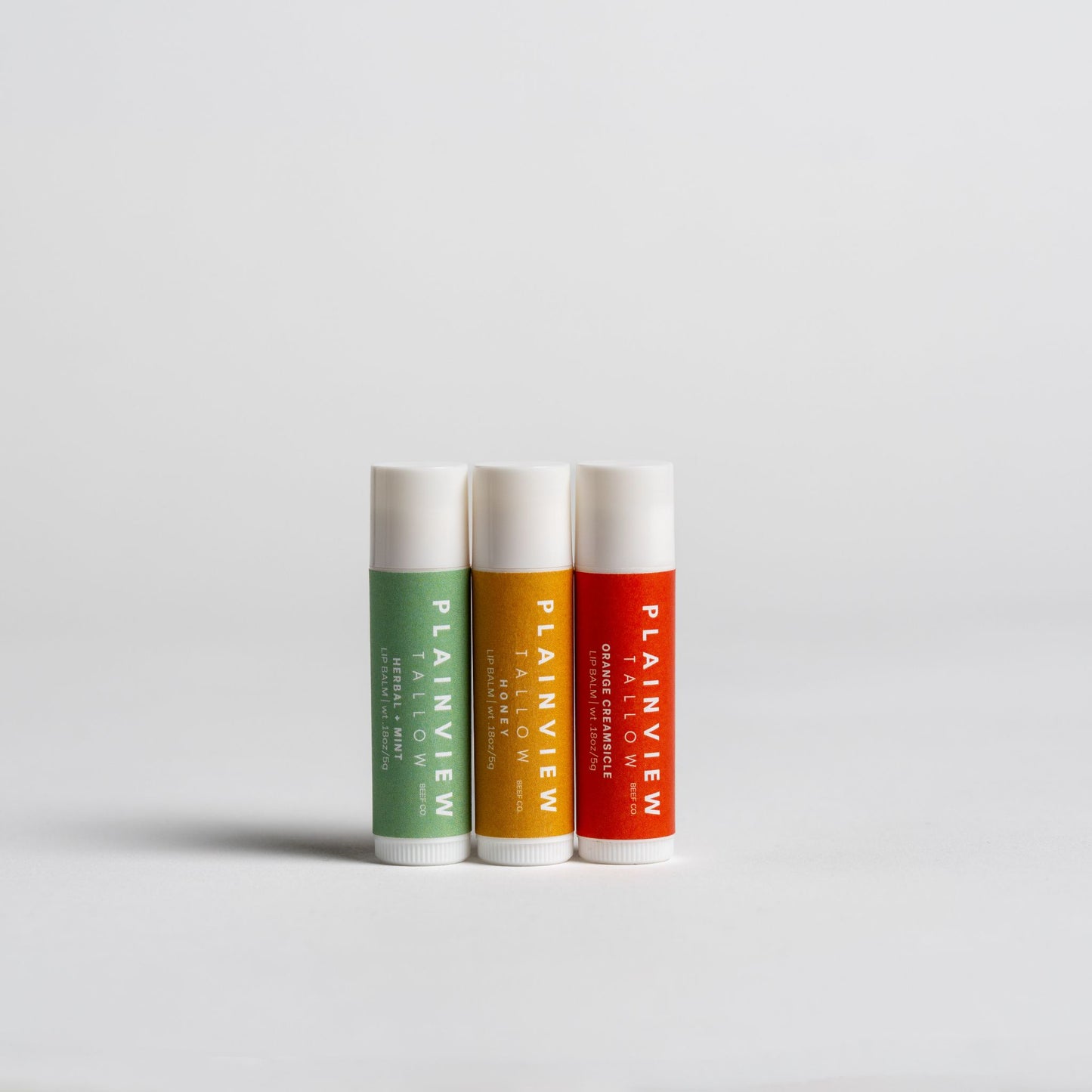 Three kinds of lip balm tubes