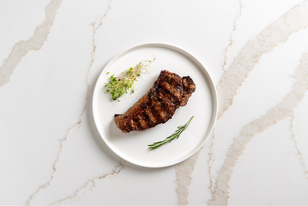 Nutrient-optimized KC strip  – premium Kansas beef on plate