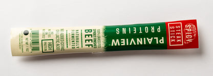 Packed organic naturally fermented beef steak sticks – clean high-protein snack, spicy flavor.