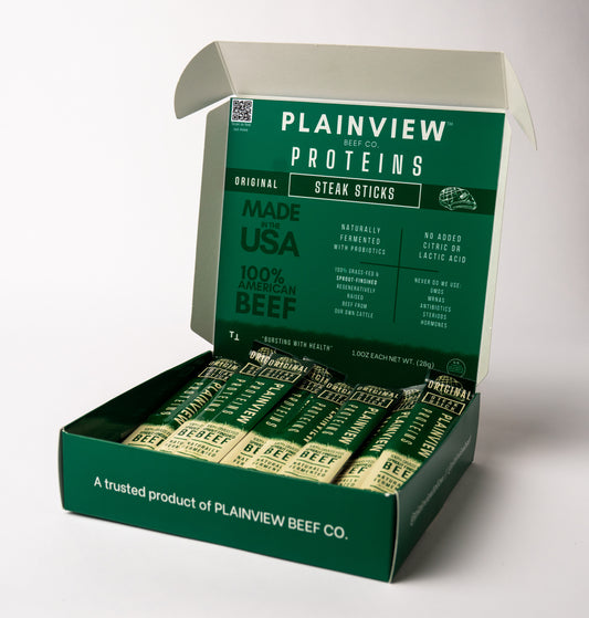 Box of Plainview Proteins Steak Sticks