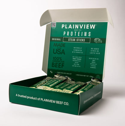 Box of Plainview Proteins Steak Sticks