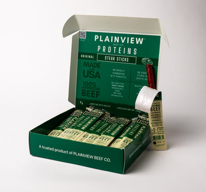 Box of Plainview Proteins Steak Sticks